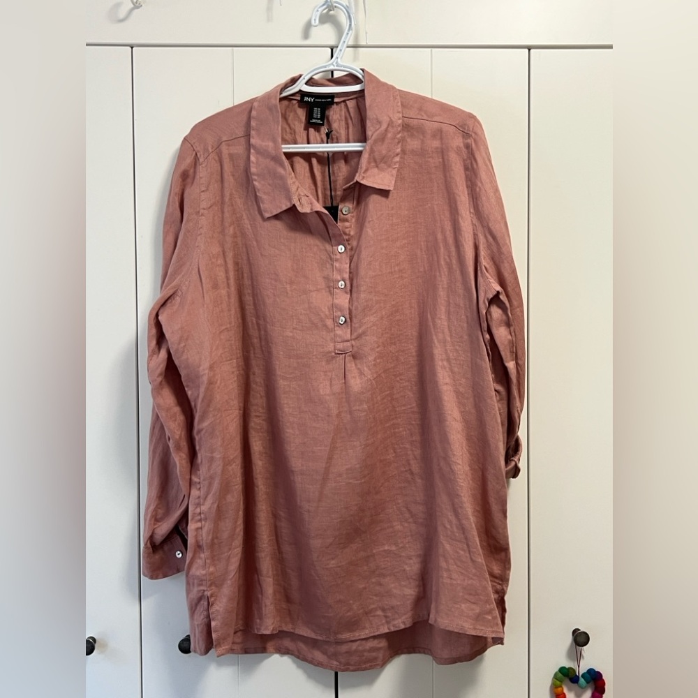 NWT JNY 100% Linen Dusty Rose Tunic size 1x